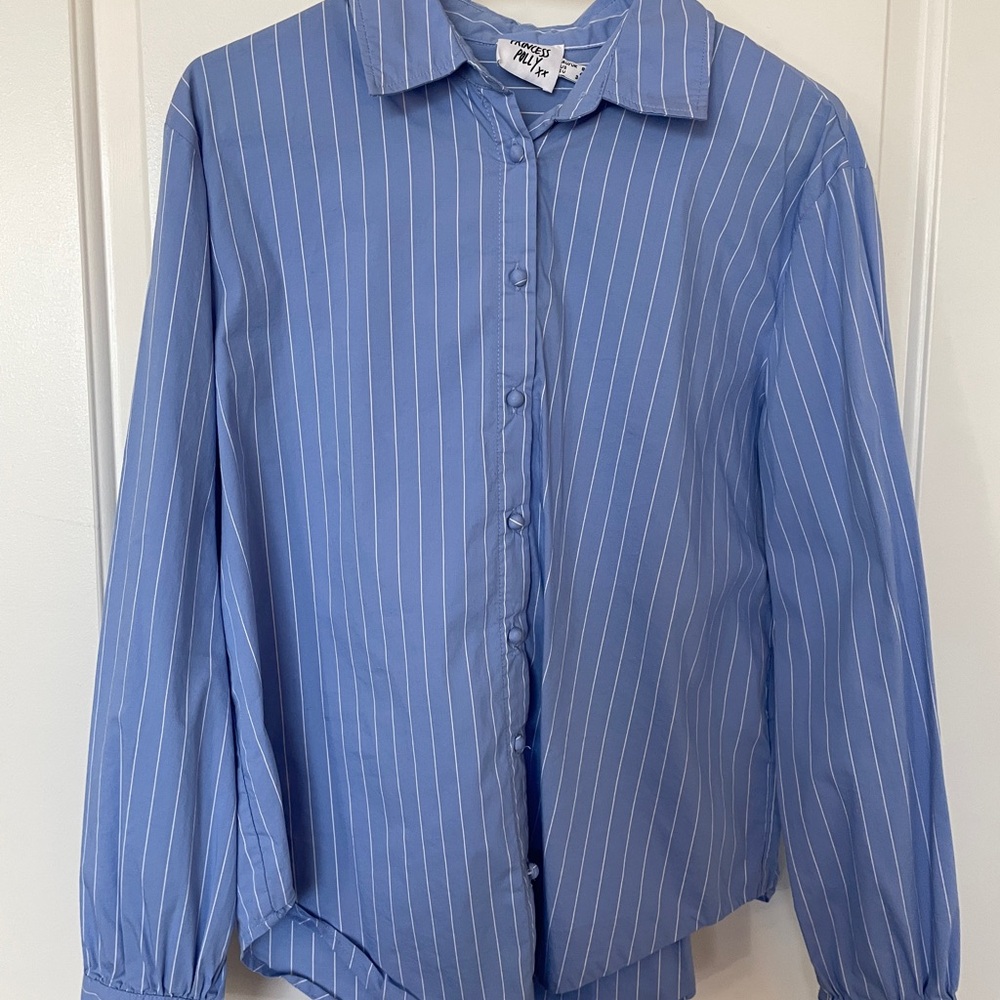 Princess Polly Blue Striped Button Down Shirt
